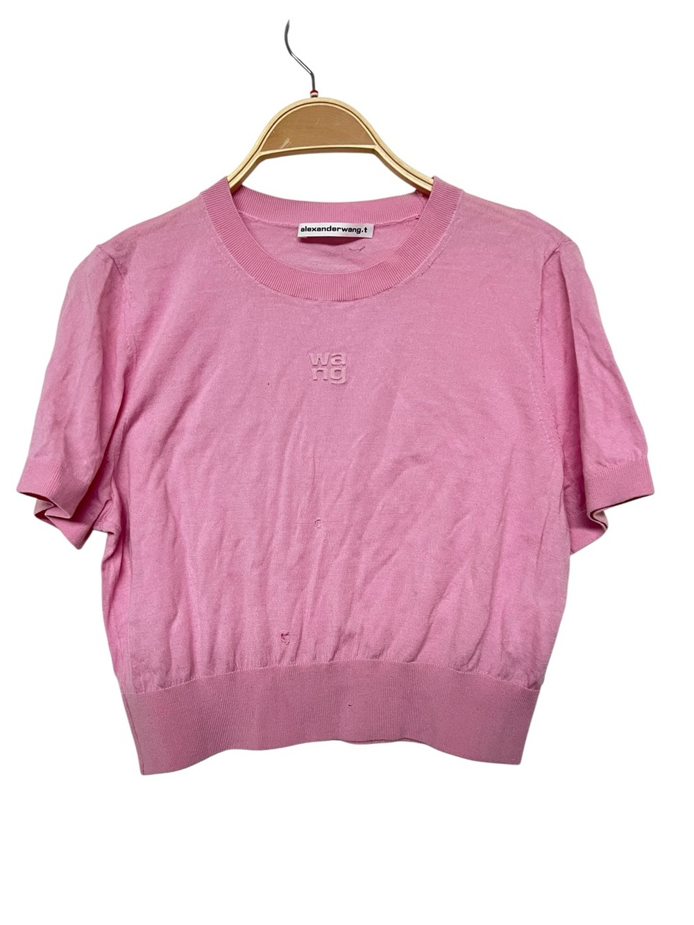 Alexander‎ Wang Pink Ribbed-Neck Knit Top 100% Wool